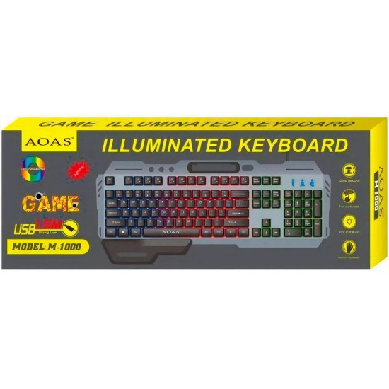 Gaming Πληκτρολόγιο με RGB φωτισμό (Αγγλικό US) AOAS M-1000 Μαύρο