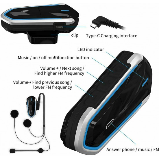 Bluetooth Ενδοεπικοινωνία Μονή για Κράνος Μηχανής Baile B35