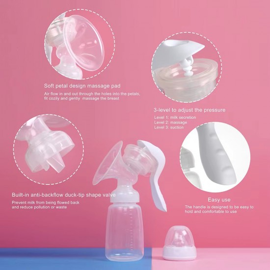 Χειροκίνητο Θήλαστρο με μπιμπερό 150ml ΜΥ-370 Breast Pump Γαλάζιο Σιλικόνη