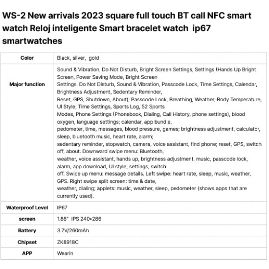 Ferefit WS-2 Smart Ρολόι Android Μαύρο