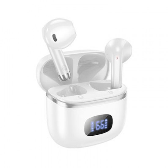 Hoco EQ1 Earbud / In-ear Bluetooth Handsfree Ακουστικά με Θήκη Φόρτισης Λευκά