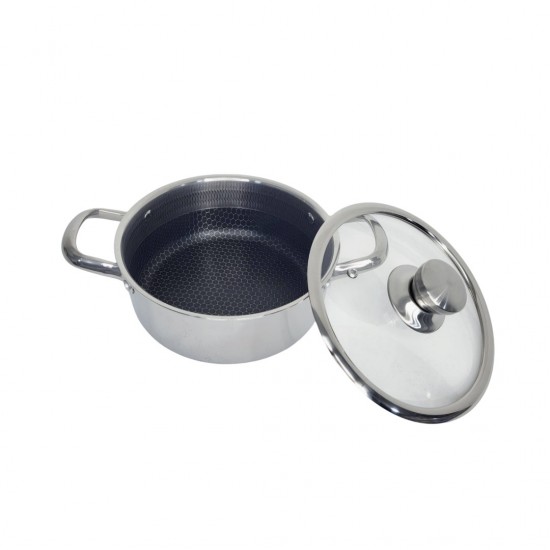 Κατσαρόλα Ανοξείδωτη 3.8ltr/22cm - Πάτος 19.5cm με Αντιχαρακτική Επίστρωση Kissing the Kitchen 22.7x10.5x28cm