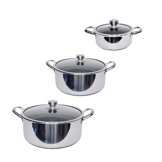 Σετ 3τμχ Ανοξείδωτες Κατσαρόλες 22cm, 26cm & 32cm με Αντιχαρακτική Επίστρωση Kissing the Kitchen