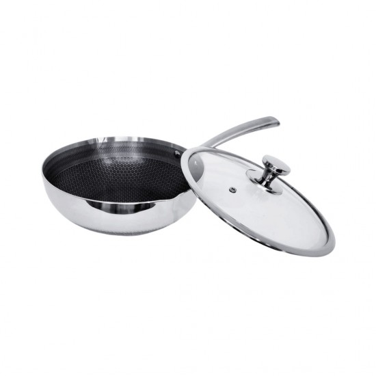 Τηγάνι Wok II Stainless 24cm -15.5cm Πάτος με Χερούλι Ανοξείδωτο με Αντιχαρακτική Επίστρωση Kissing the Kitchen