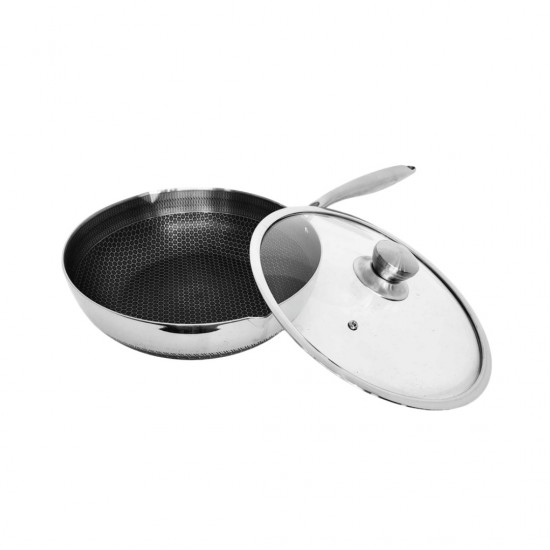 Τηγάνι Wok 28cm - Πάτος 19cm με Χερούλι Ανοξείδωτο με Αντιχαρακτική Επίστρωση Kissing the Kitchen