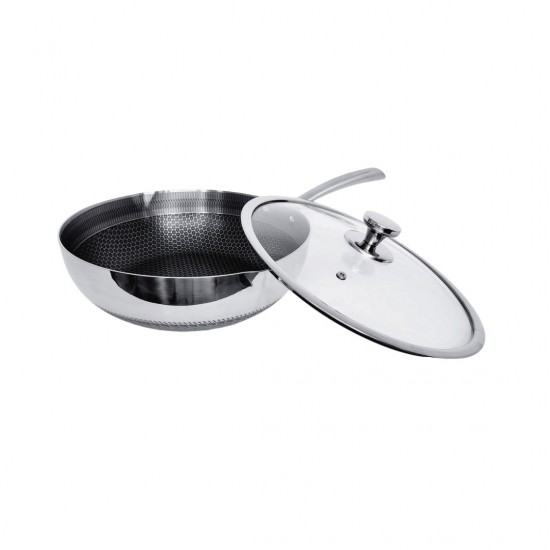 Τηγάνι Wok II Stainless 28cm - Πάτος 19cm με Χερούλι Ανοξείδωτο με Αντιχαρακτική Επίστρωση Kissing the Kitchen