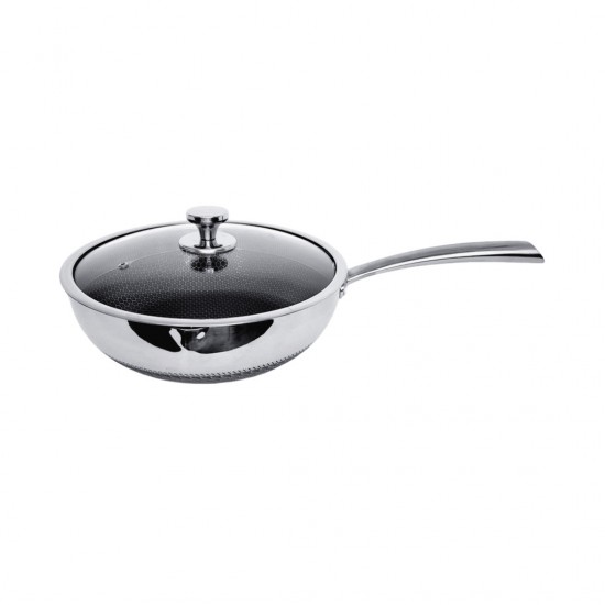Τηγάνι Wok II Stainless 28cm - Πάτος 19cm με Χερούλι Ανοξείδωτο με Αντιχαρακτική Επίστρωση Kissing the Kitchen