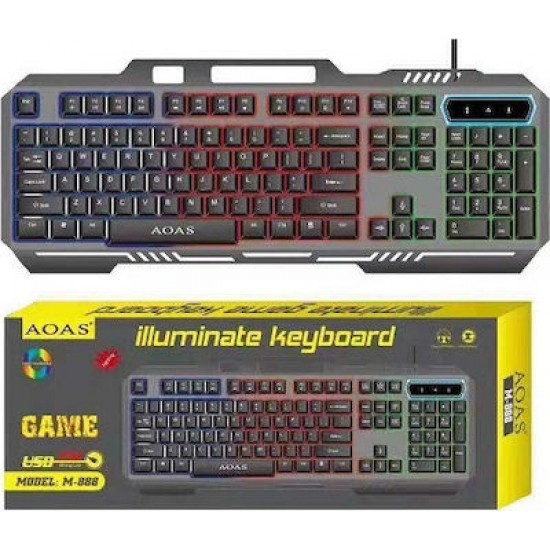M-888 Gaming Πληκτρολόγιο με RGB φωτισμό (Αγγλικό US) Μαύρο