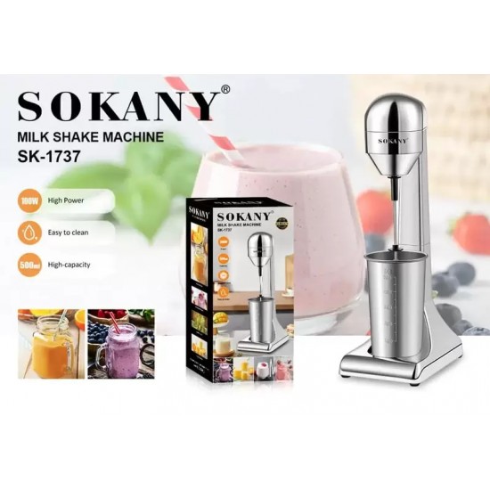 Μηχανή Παρασκευής Milk Shake - Φραπεδιέρα Sokany SK-1737 Ασημί