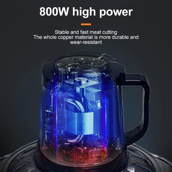 SOKANY 1500 W Electric Kitchen Chopper with 6.5 L Stainless Steel Bowl, Multi Chopper with 3 Speed Levels, Meat Grinder with 4 Blades for Meat, Onions, Fruit, Vegetables