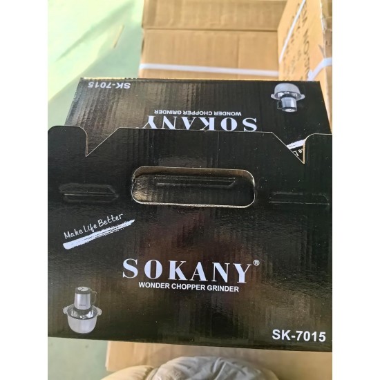 SOKANY 1500 W Electric Kitchen Chopper with 6.5 L Stainless Steel Bowl, Multi Chopper with 3 Speed Levels, Meat Grinder with 4 Blades for Meat, Onions, Fruit, Vegetables